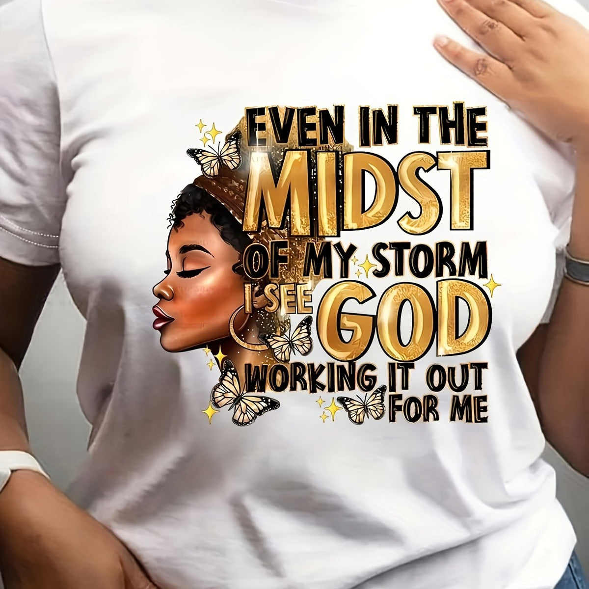 Women Casual Letter And Portrait Pattern Printing TShirt