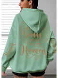 Women's Plus Size Oversized Hoodie with "My Daddy Watches Over Me From Heaven" Golden Lettering & Angel Wings Design - Soft 260gsm Polyester, Kangaroo Pocket, Machine Washable Casual Pullover for Casual Attire