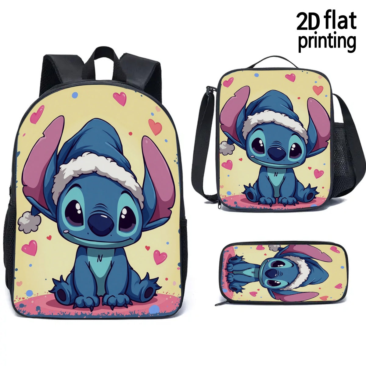 3pcs Limited Edition Stitch Back to School Combo Charming Stitch Christmas Hat - Cute Disney Inspired Accessory for lover Anime Gift for Stitch Lovers, for Teenager