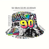 1pc Vintage 90s Graffiti Letter Print Bucket Hat - Lightweight, Fisherman Cap for Women & Men, Machine Washable