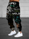 Men Urban Streetwear Joggers  Full-Length Graffiti Pants