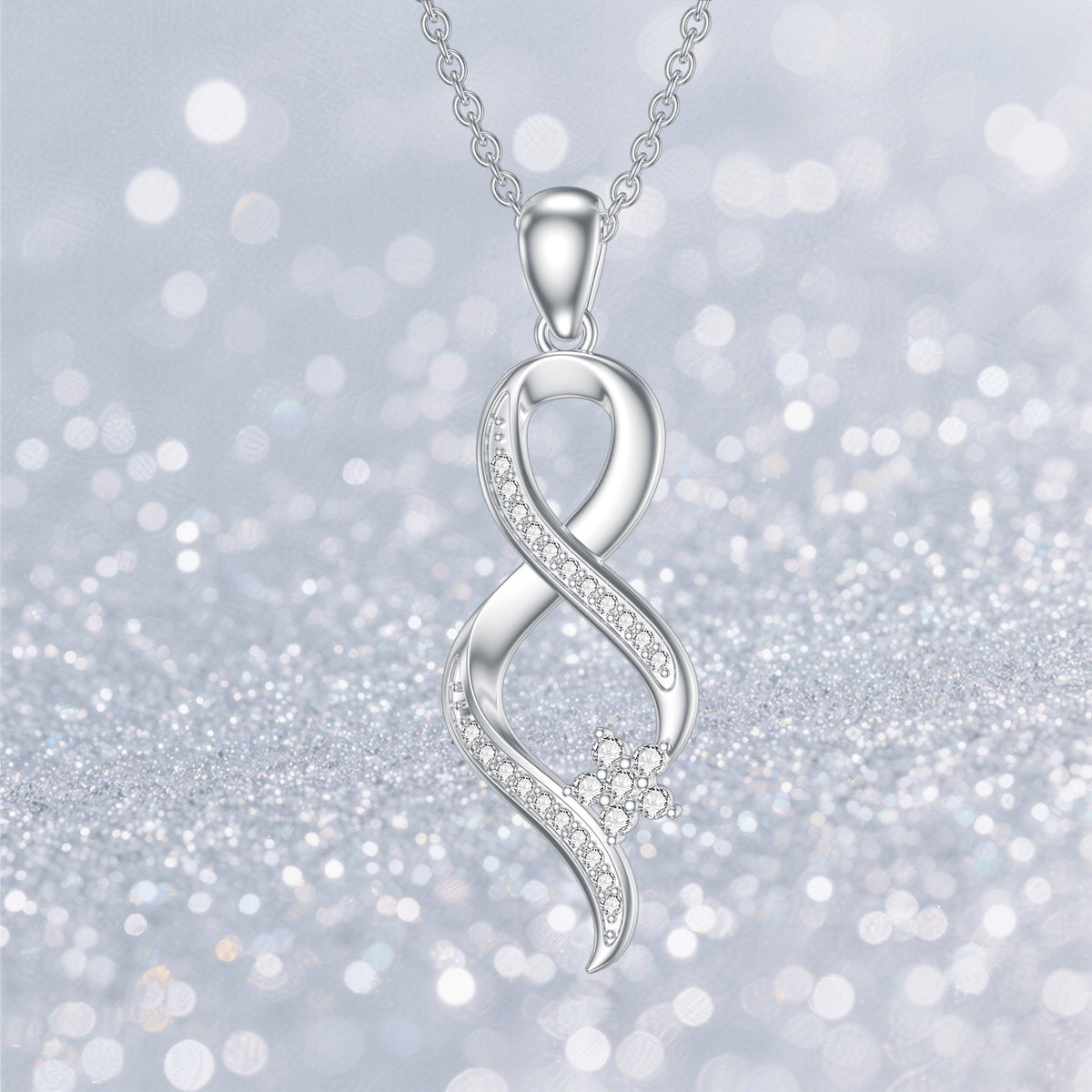 Lab Grown Lab-created Diamond 925 Sterling Silvery Infinity Pendant Necklace for Women