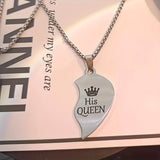 Set Of 2 Couple Alphabet Heart-shaped Pendant Necklaces