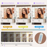 Modern Elegant Black Hardwood Vanity with Illuminated Mirror & USB-Powered Lighting - 3 Adjustable Modes, Multiple Drawers & Storage Shelves, Space-Saving Design for Teen Girls' Bedroom, Compact Cosmetic Organizer, Easy Assem